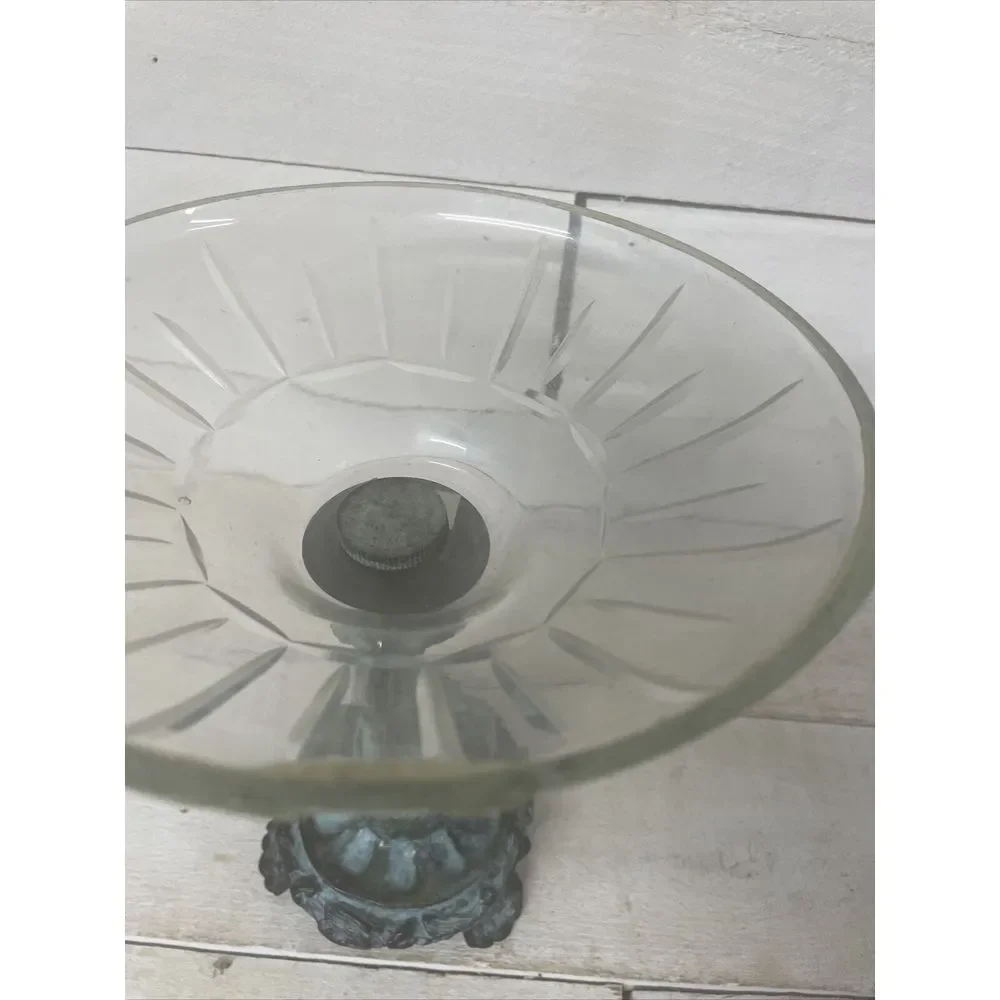 Antique Cherub Angel Brass Pedestal Bowl Made In India Fast Shipping